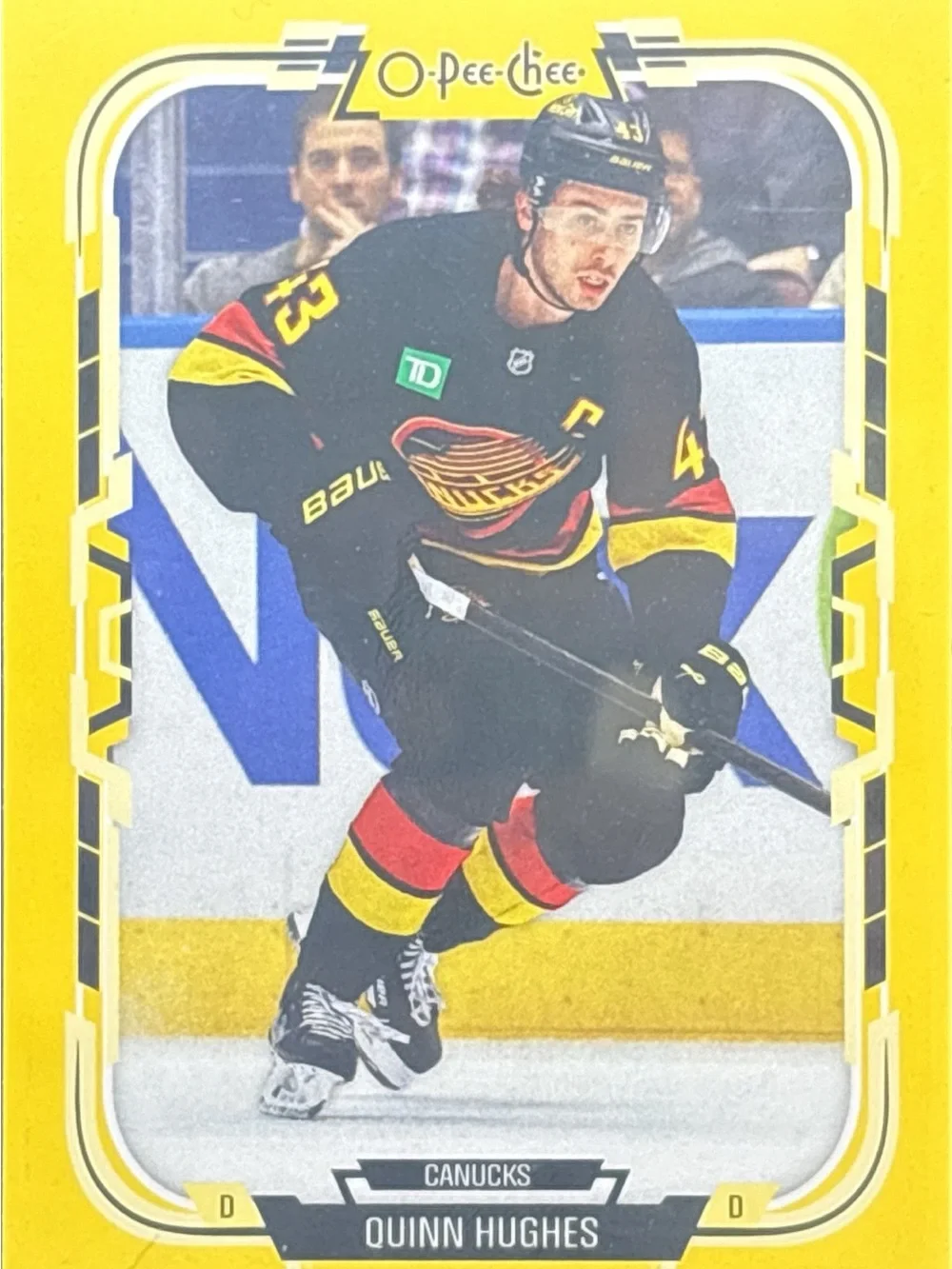 O-Pee-Chee Hockey Trading Card - Yellow Quinn Hughes Canucks